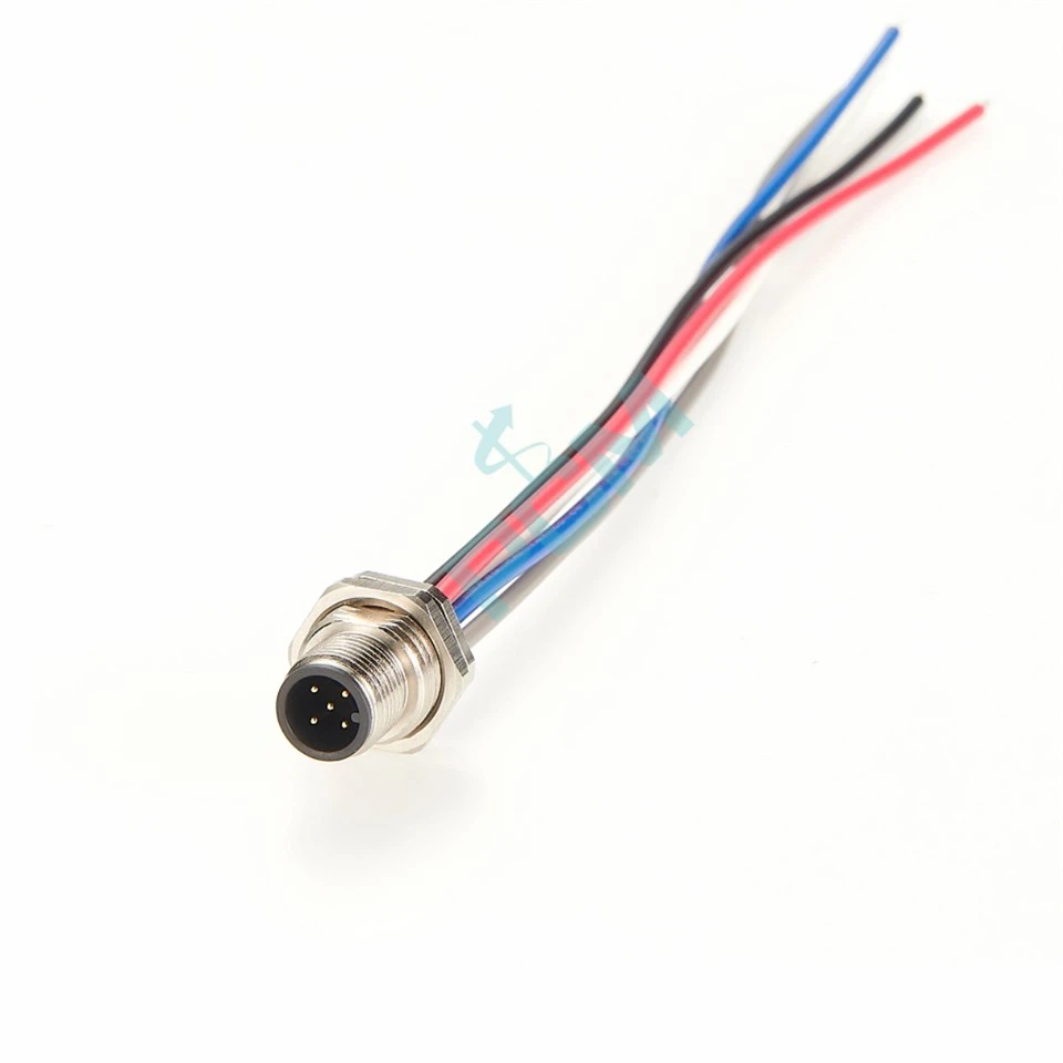 Devicenet M12 A code 5 broches mâle à câble gratuit End Profit Panneau de montage Adaptateur de connecteur de verrouillage avant avant