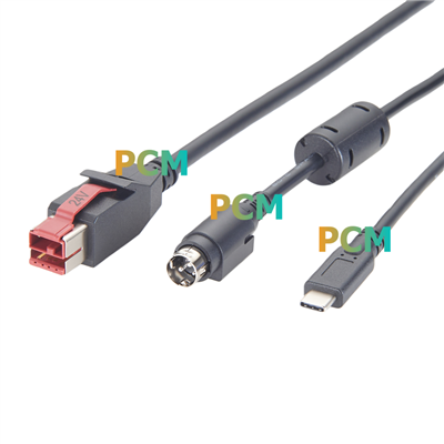 Câble d'alimentation USB vers USB-C et Hosiden-M 24 V alimenté